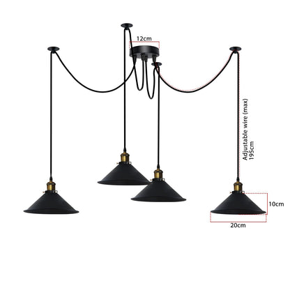 4-Arm Swag Pendant Light – Flat Cone Shades, 12 Colours, E27 - photo 2
