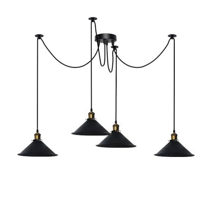 4-Arm Swag Pendant Light – Flat Cone Shades, 12 Colours, E27 - photo 4
