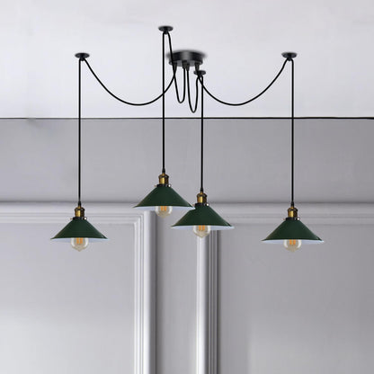 4-Arm Swag Pendant Light – Flat Cone Shades, 12 Colours, E27 - photo 6
