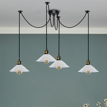 4-Arm Swag Pendant Light – Flat Cone Shades, 12 Colours, E27 - photo 7