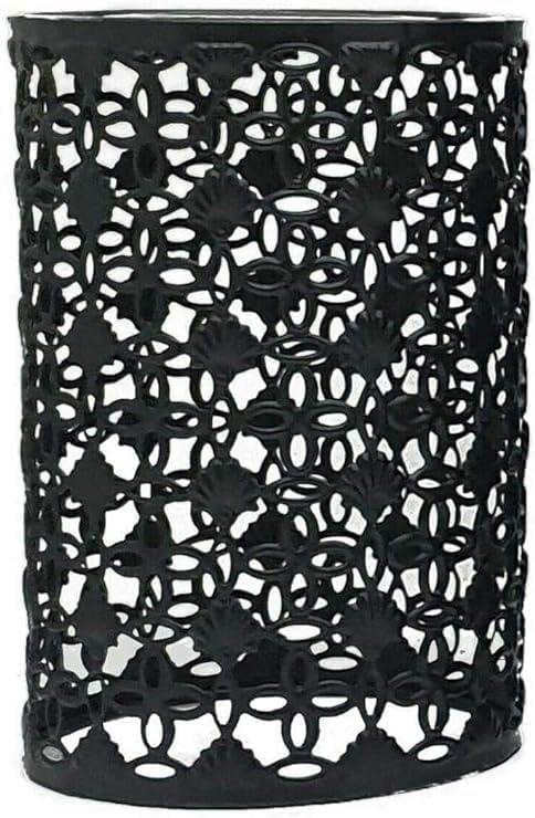 Filigree Drum Cage Lamp Shade – Easy Fit, 6 Finishes - Black, with Reducer Ring, Single