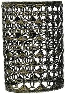 Filigree Drum Cage Lamp Shade – Easy Fit, 6 Finishes - Brushed Brass, with Reducer Ring, Single