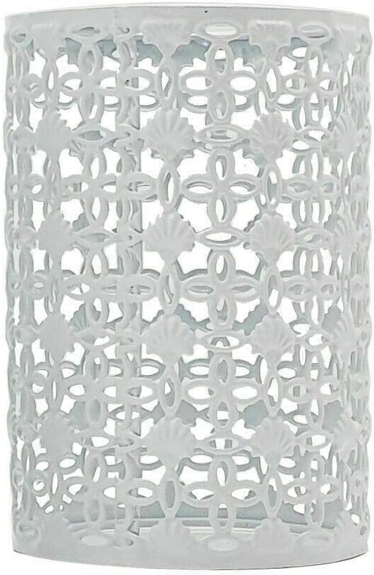 Filigree Drum Cage Lamp Shade – Easy Fit, 6 Finishes - White, with Reducer Ring, Single
