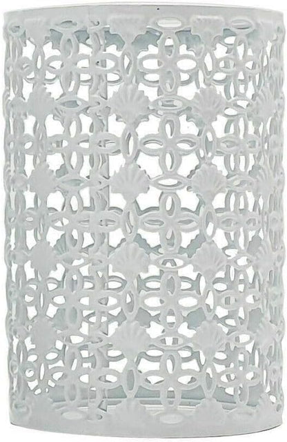 Filigree Drum Cage Lamp Shade – Easy Fit, 6 Finishes - White, with Reducer Ring, Single
