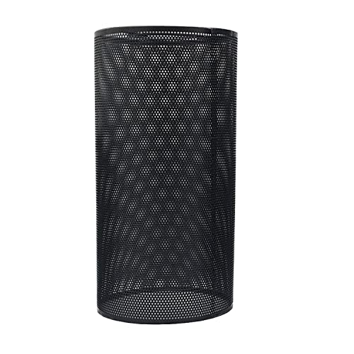 Perforated Mesh Drum Lamp Shade – Style 5, Easy Fit with Reducer Ring - with Reducer Ring, Black, Single