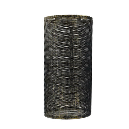 Perforated Mesh Drum Lamp Shade – Style 5, Easy Fit with Reducer Ring - with Reducer Ring, Brushed Brass, Single