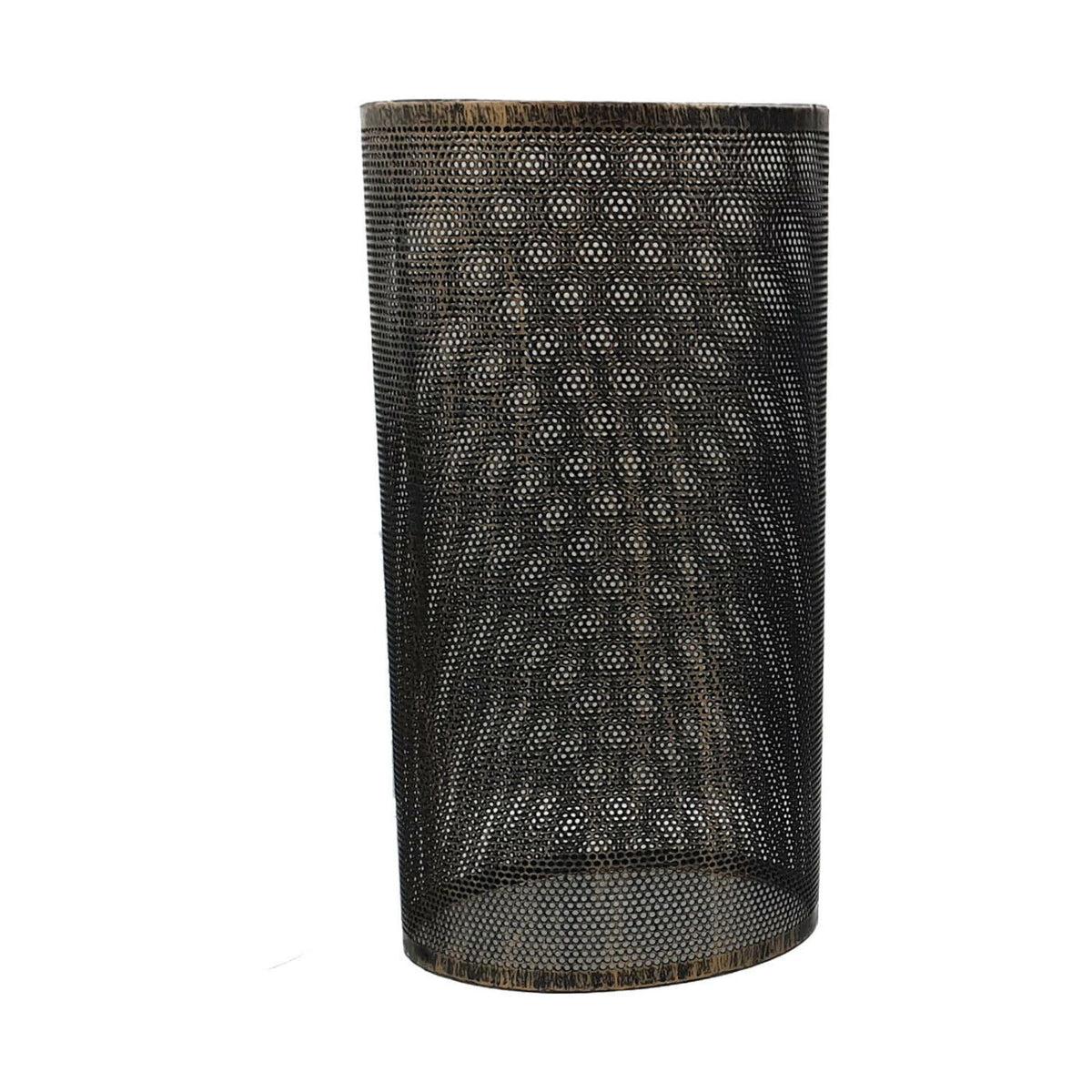 Perforated Mesh Drum Lamp Shade – Style 5, Easy Fit with Reducer Ring - with Reducer Ring, Brushed Copper, Single