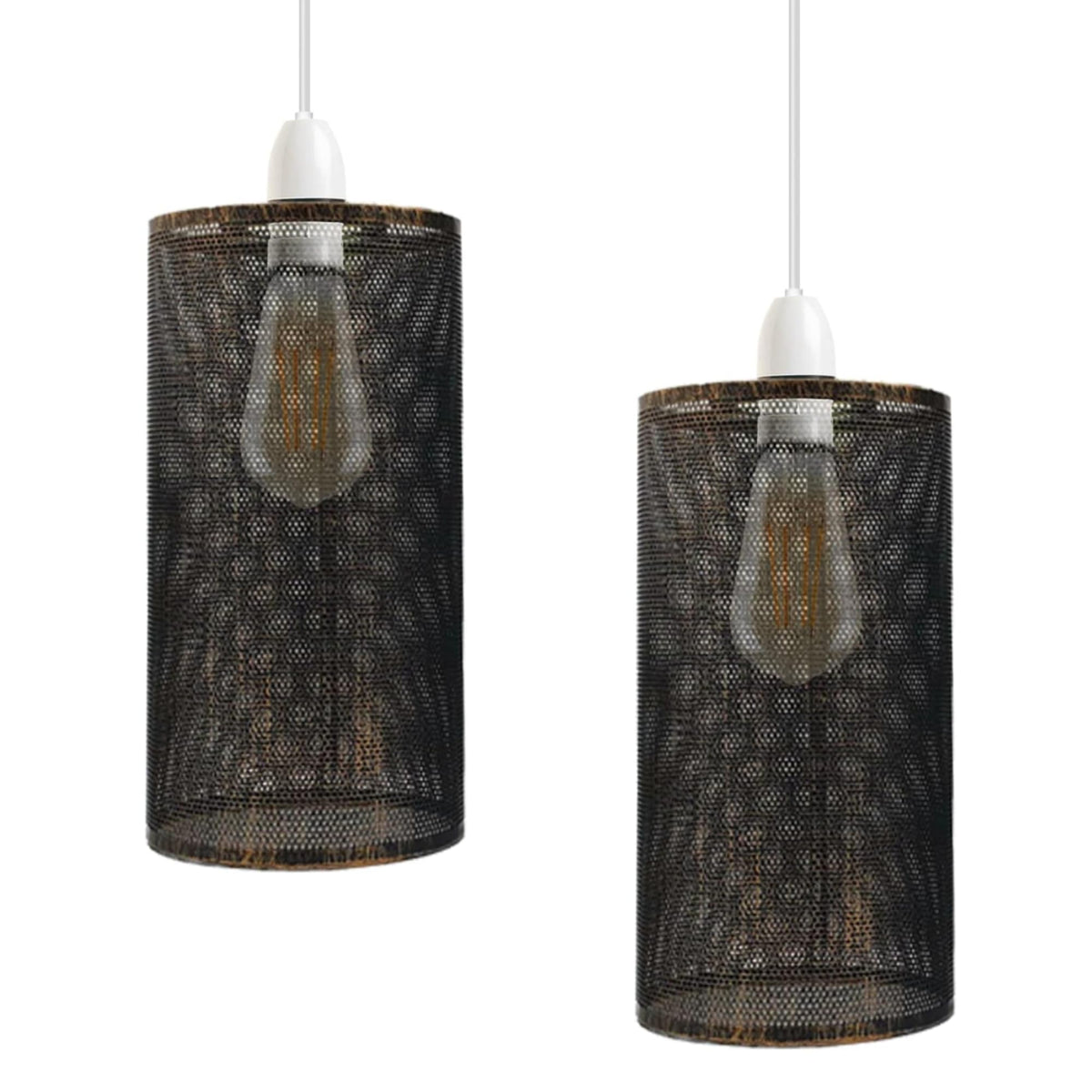 Perforated Mesh Drum Lamp Shade – Style 5, Easy Fit with Reducer Ring - photo 3