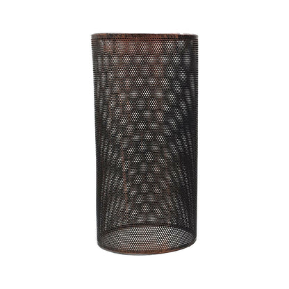 Perforated Mesh Drum Lamp Shade – Style 5, Easy Fit with Reducer Ring - with Reducer Ring, Rustic Red, Single