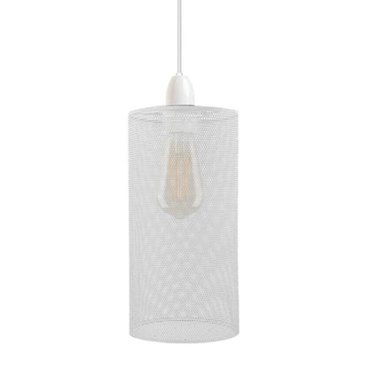 Perforated Mesh Drum Lamp Shade – Style 5, Easy Fit with Reducer Ring - with Reducer Ring, White, Single