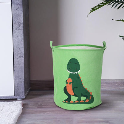 Kids' Dinosaur Laundry Basket – Foldable Cotton, Handles, 43 x 45 cm, Green - photo 5