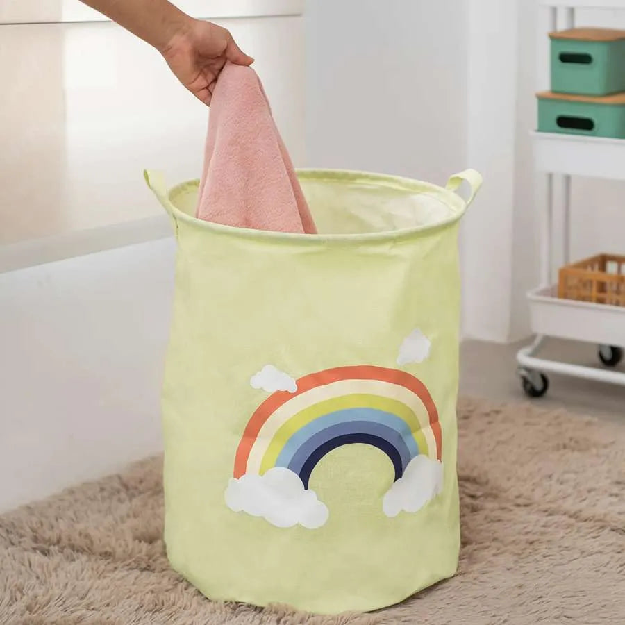 Kids' Laundry Basket – Zebra or Rainbow Print, Foldable Cotton, 45 x 45 cm - photo 7
