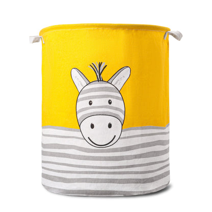 Kids' Laundry Basket – Zebra or Rainbow Print, Foldable Cotton, 45 x 45 cm - Zebra, 1 Basket