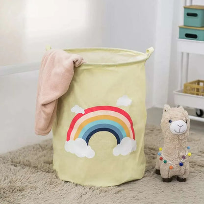 Kids' Laundry Basket – Zebra or Rainbow Print, Foldable Cotton, 45 x 45 cm - photo 2