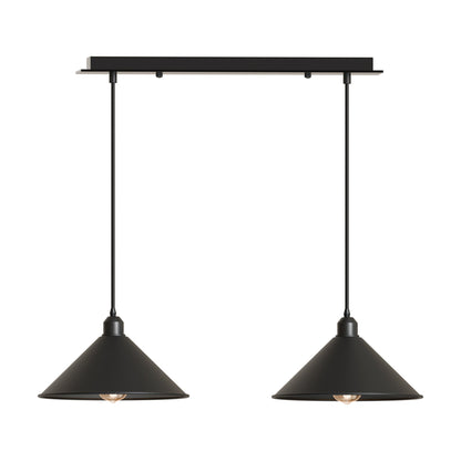 2-Light Bar Pendant – Flat Cone Shades, Black, Grey or White, E27 - photo 8