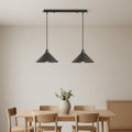 2-Light Bar Pendant – Flat Cone Shades, Black, Grey or White, E27