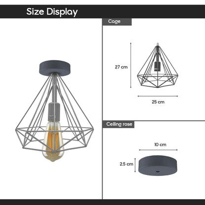 Geometric Cage Flush Ceiling Light – E27, Singles or Packs - photo 3