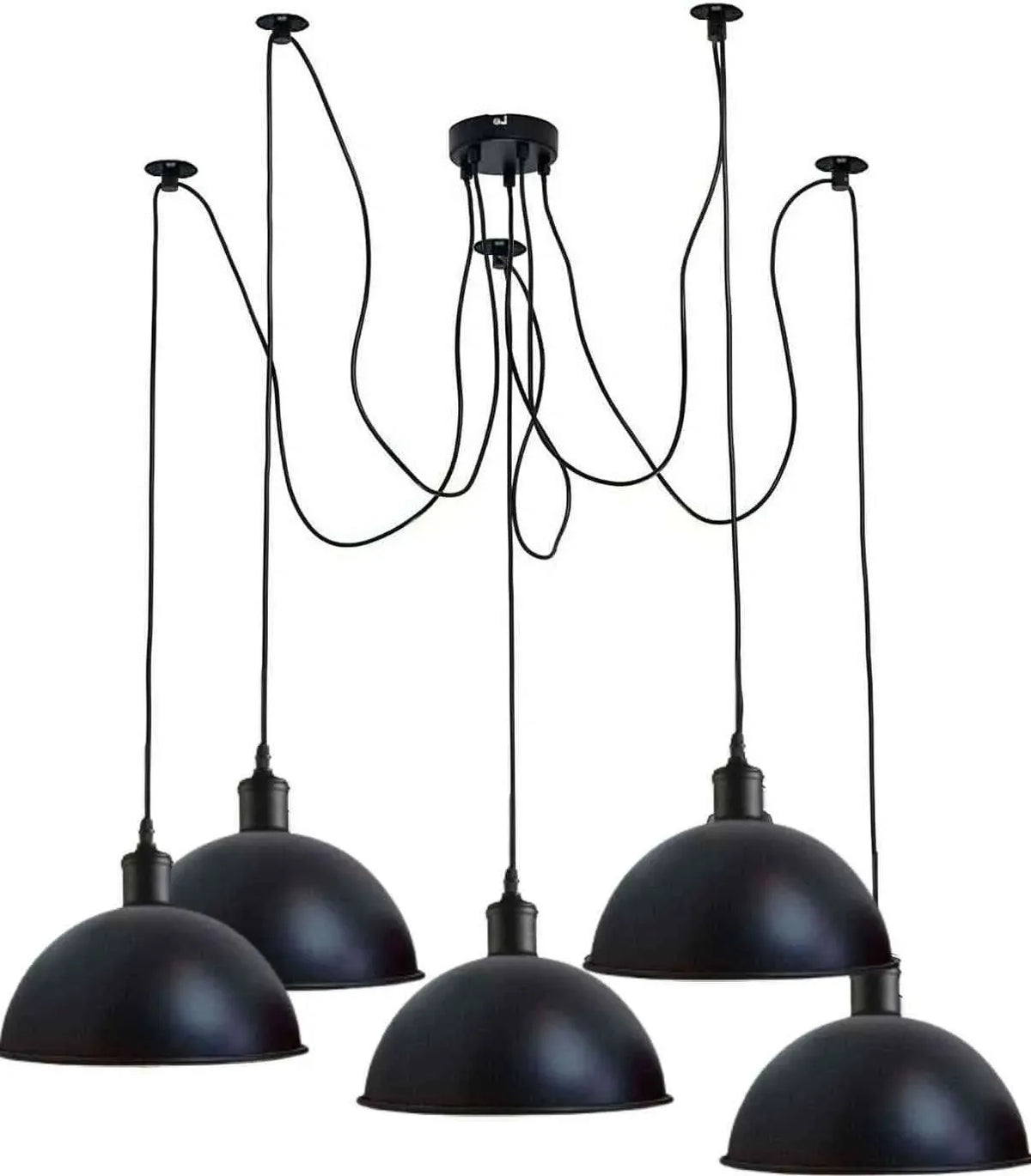5-Light Swag Pendant – Black Dome Shades or Bare, Adjustable Arms - photo 3