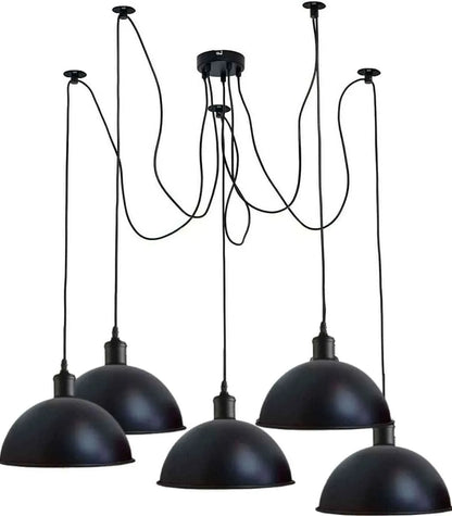 5-Light Swag Pendant – Black Dome Shades or Bare, Adjustable Arms - photo 3