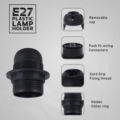 E27 Lamp Holder with Shade Ring – Black or White, 57 mm Ring - photo 2