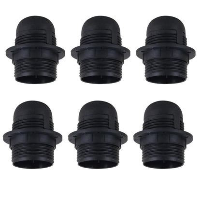 E27 Lamp Holder with Shade Ring – Black or White, 57 mm Ring - Pack of 6, Standard, Black