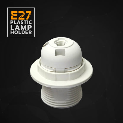 E27 Lamp Holder with Shade Ring – Black or White, 57 mm Ring - Pack of 3, Standard, White