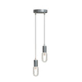 2-Light Pendant Fitting – Chrome E27 Holders, Clear Cable