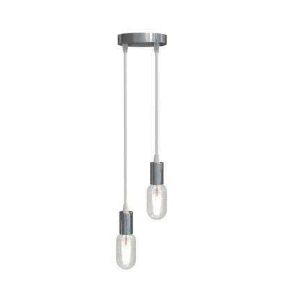 2-Light Pendant Fitting – Chrome E27 Holders, Clear Cable