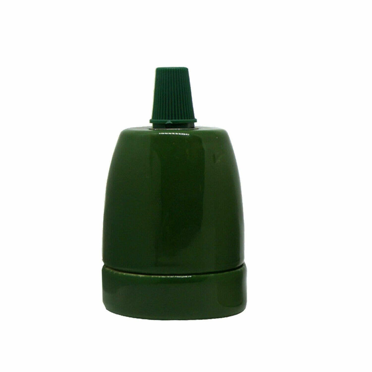 Porcelain E27 Lamp Holder – 6 Colours, Optional Cord Grip - Holder with Cord Grip, Green, Single