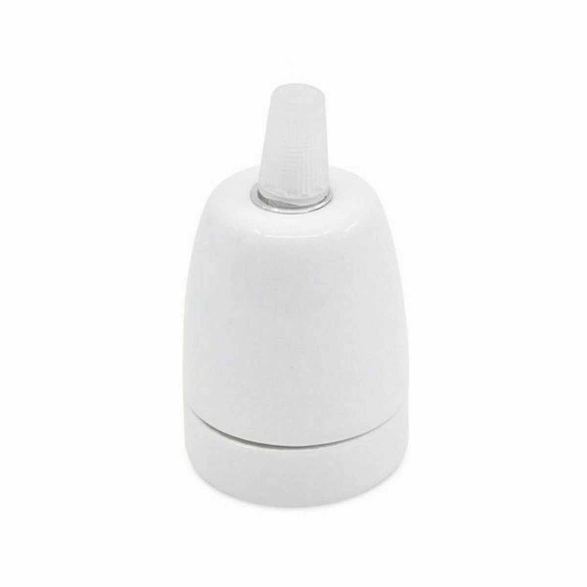 Porcelain E27 Lamp Holder – 6 Colours, Optional Cord Grip - Holder with Cord Grip, White, Single