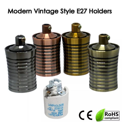 Grooved E27 Lamp Holder – 110-240V, Max 60W, 4 Finishes - photo 4
