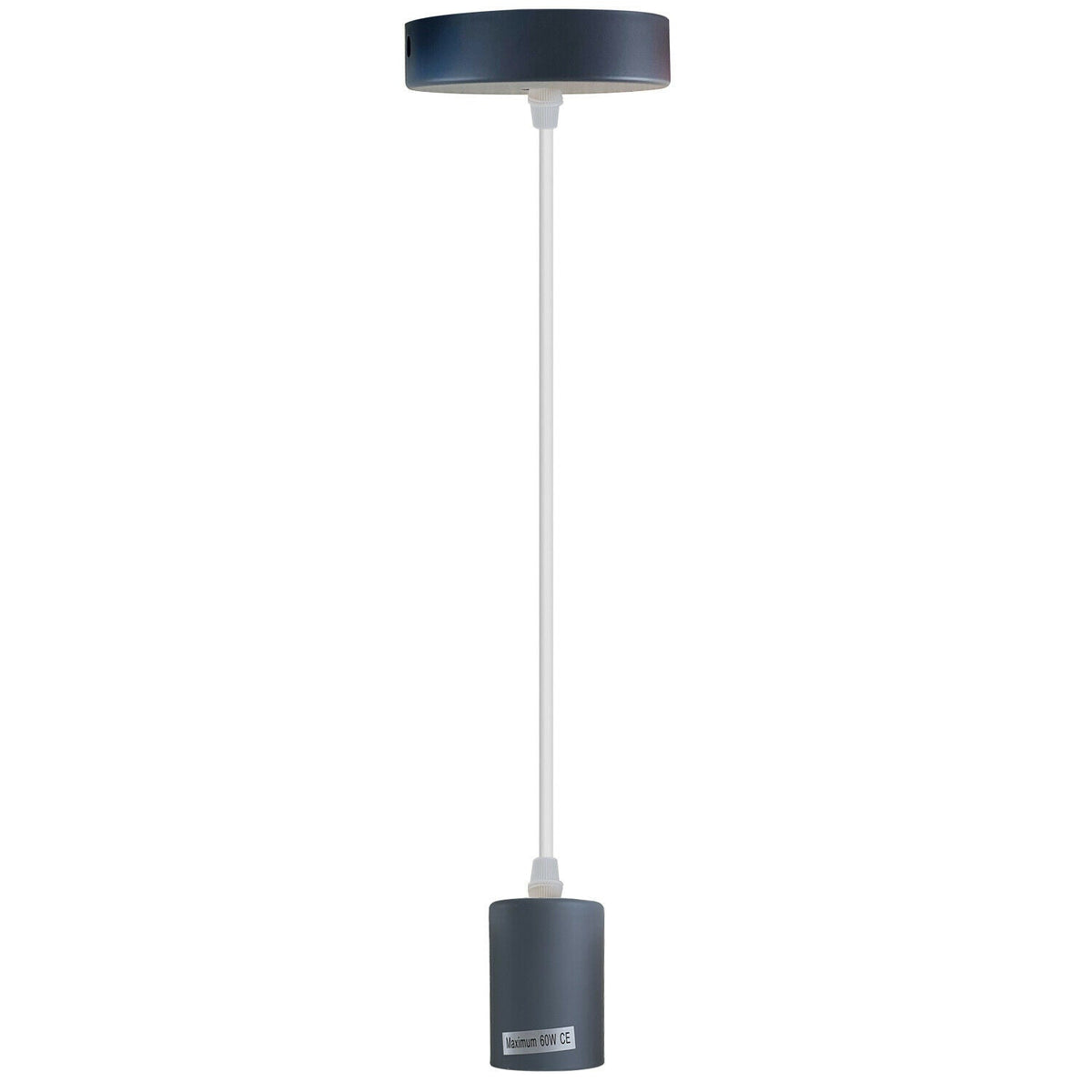 Coloured Pendant Light Set – E27 Holder, Ceiling Rose, 6 Colours - Grey, With Ceiling Rose, Without Bulb