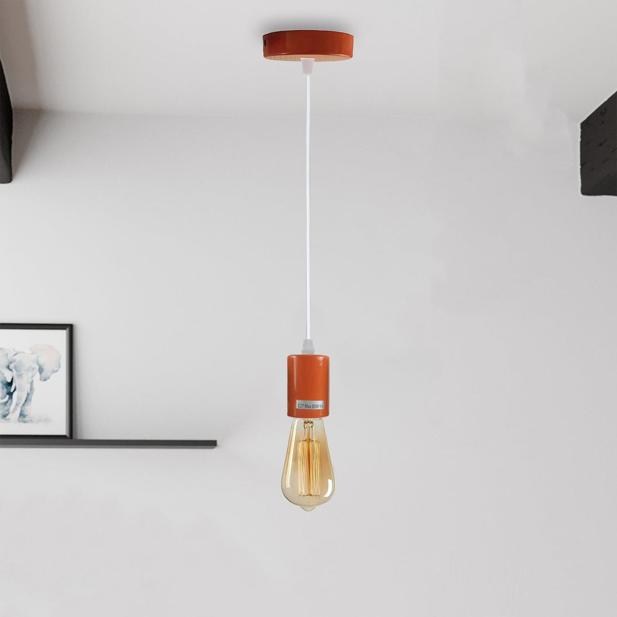 Coloured Pendant Light Set – E27 Holder, Ceiling Rose, 6 Colours