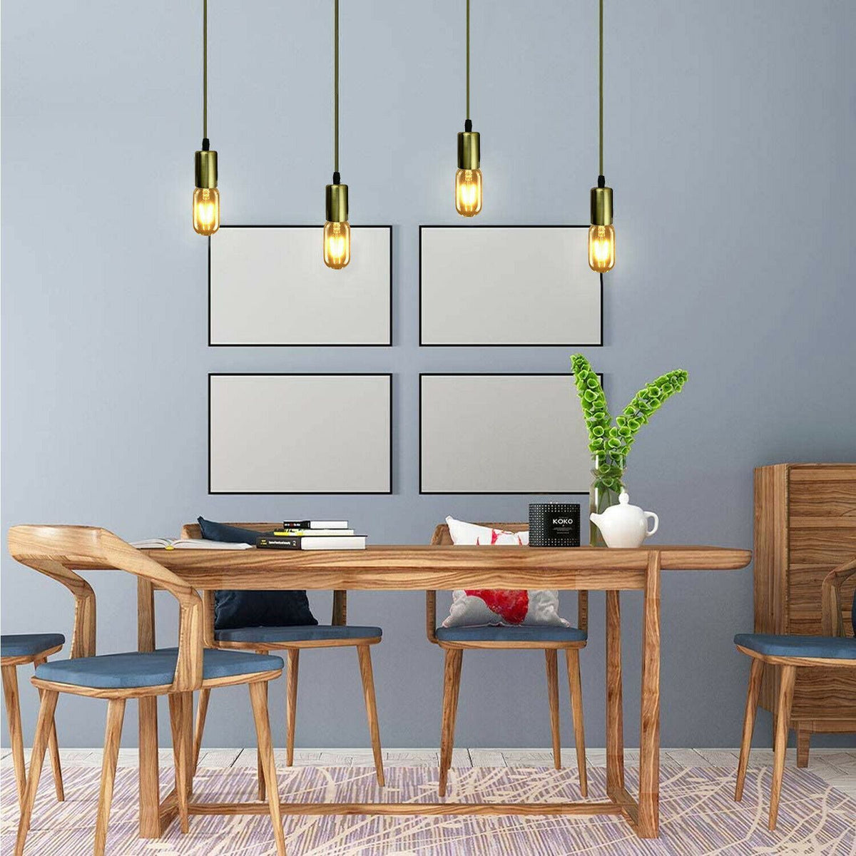 4 Light Cluster Pendant – Green Brass, 12 cm Rose, E27 - photo 3