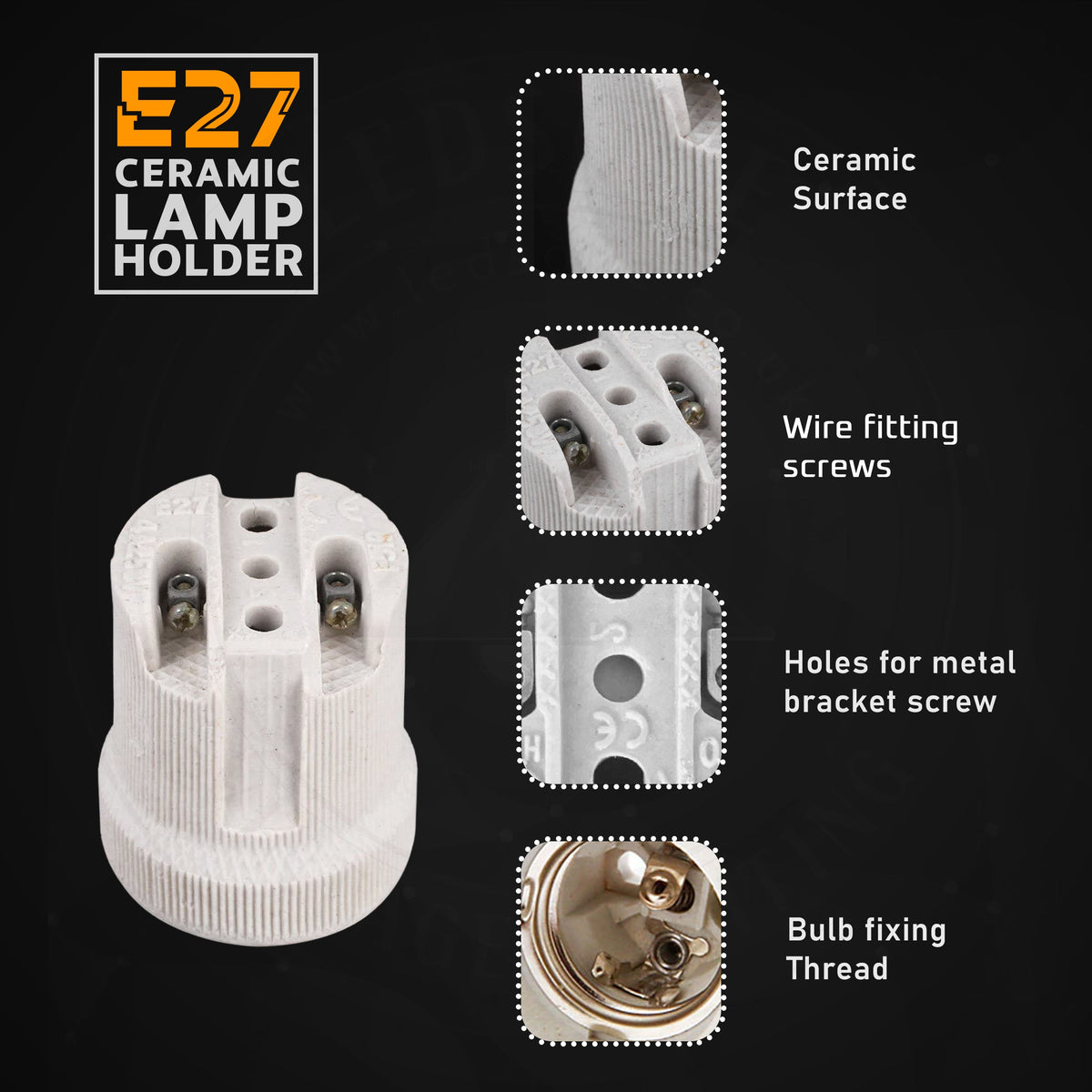 Porcelain E27 Lamp Holder – Heat Resistant, 40 x 44 mm - photo 5