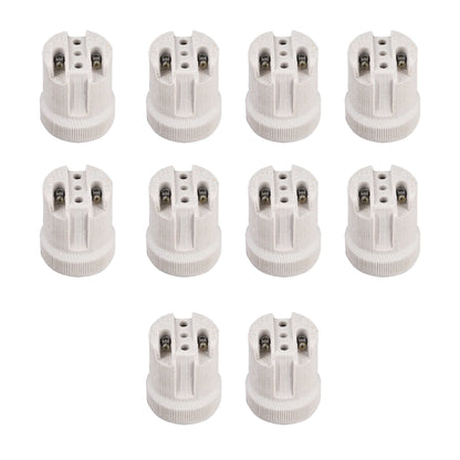 Porcelain E27 Lamp Holder – Heat Resistant, 40 x 44 mm - Pack of 10, Standard, White