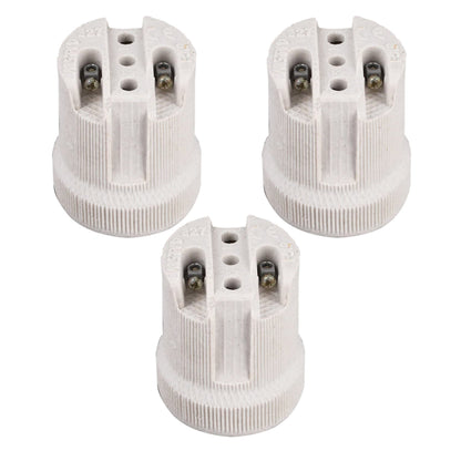 Porcelain E27 Lamp Holder – Heat Resistant, 40 x 44 mm - Pack of 3, Standard, White