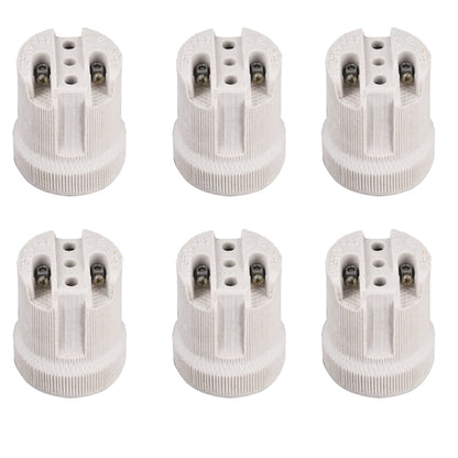 Porcelain E27 Lamp Holder – Heat Resistant, 40 x 44 mm - Pack of 6, Standard, White
