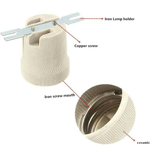 Ceramic E27 Lamp Holder with Strap Bracket – 41 x 45 mm - photo 2