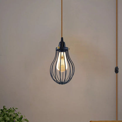 Plug-In Cage Pendant Light with Dimmer – 2 m Fabric Cable, UK Plug - photo 2