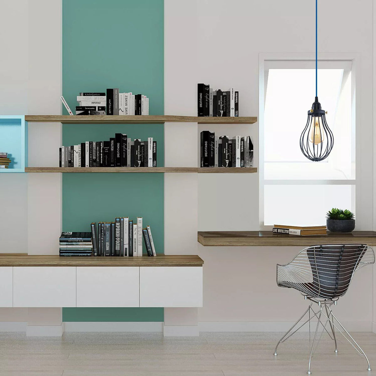 Plug-In Cage Pendant Light with Dimmer – 2 m Fabric Cable, UK Plug - photo 4