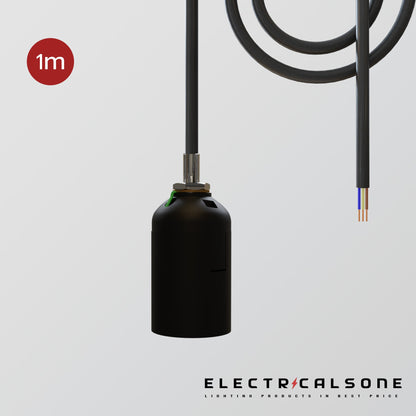 Black Pendant Light Set, 1 m Cable – Holder Only or with Cone Shade - photo 5