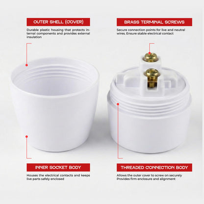 E27 Lamp Holders – White Heat-Resistant or Black Threaded - photo 3