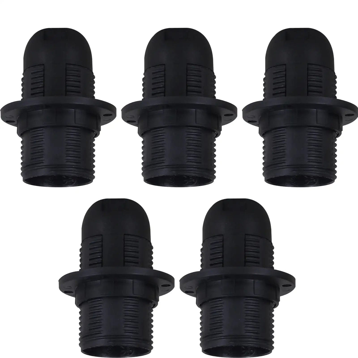 E14 Lamp Holder or E27 Holder with Cord Grip – Black or White - E14, Black, Pack of 5