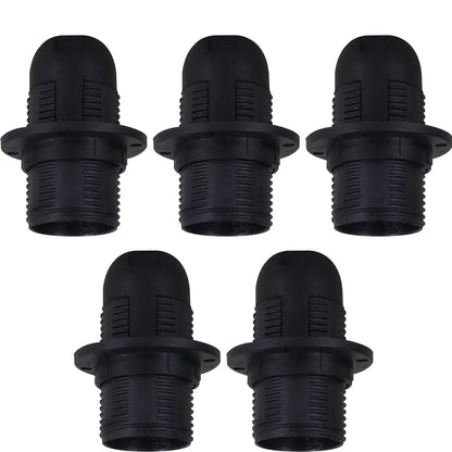 E14 Lamp Holder or E27 Holder with Cord Grip – Black or White - E14, Black, Pack of 5