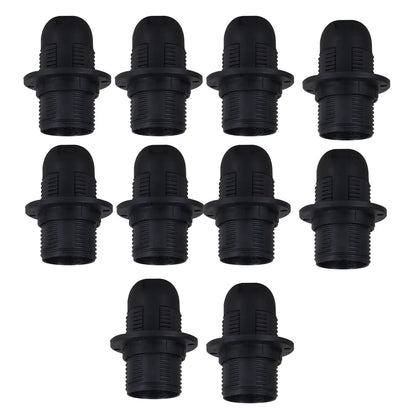 E14 Lamp Holder or E27 Holder with Cord Grip – Black or White - E14, Black, Pack of 10