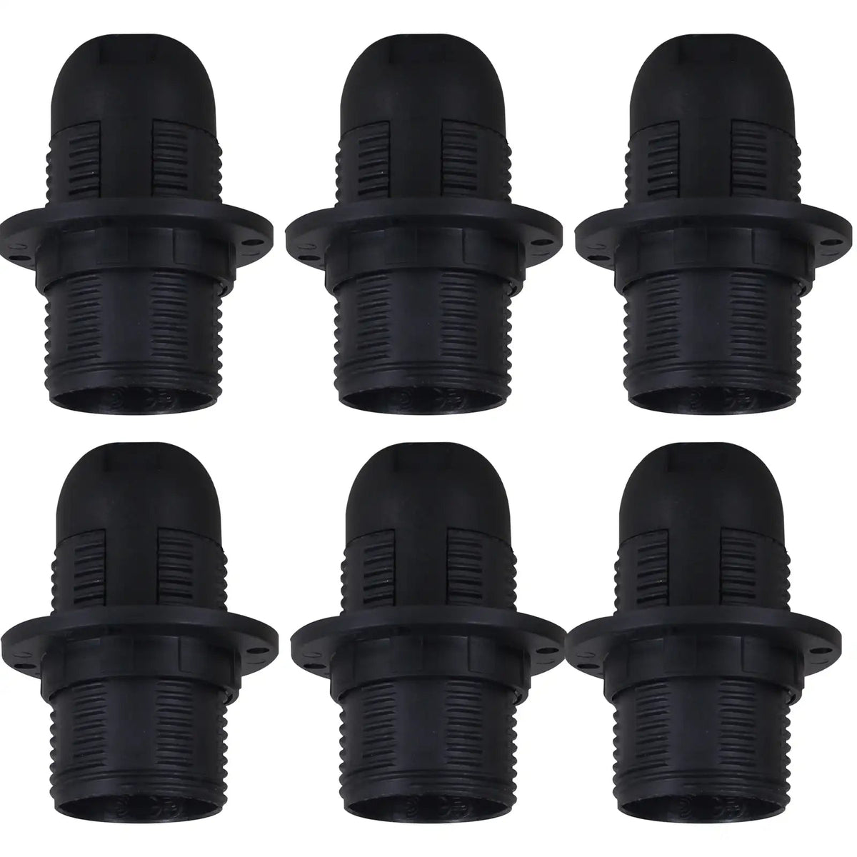 E14 Lamp Holder or E27 Holder with Cord Grip – Black or White - E14, Black, Pack of 6