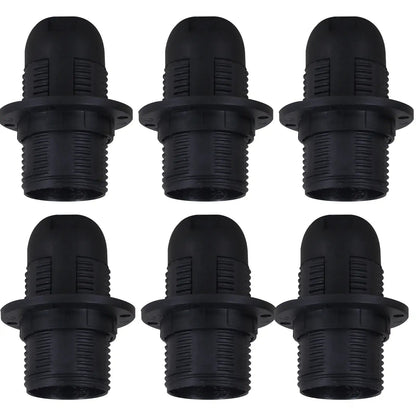 E14 Lamp Holder or E27 Holder with Cord Grip – Black or White - E14, Black, Pack of 6