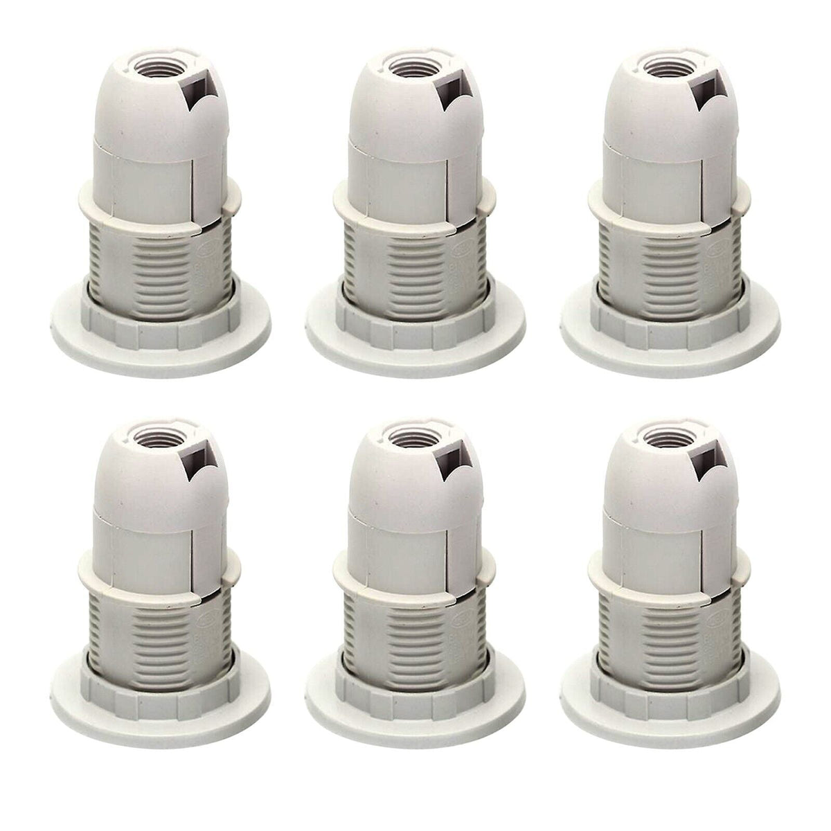 E14 Lamp Holder or E27 Holder with Cord Grip – Black or White - E14, White, Pack of 6