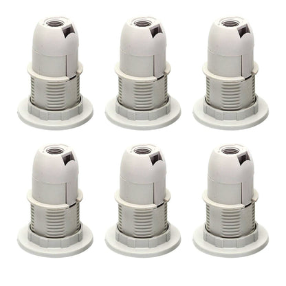 E14 Lamp Holder or E27 Holder with Cord Grip – Black or White - E14, White, Pack of 6